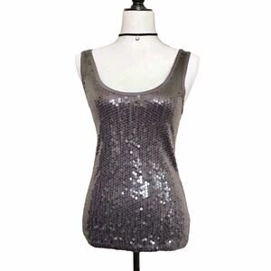 Anthropologie’s Velvet Grey Tank Top Sequined Sleeveless